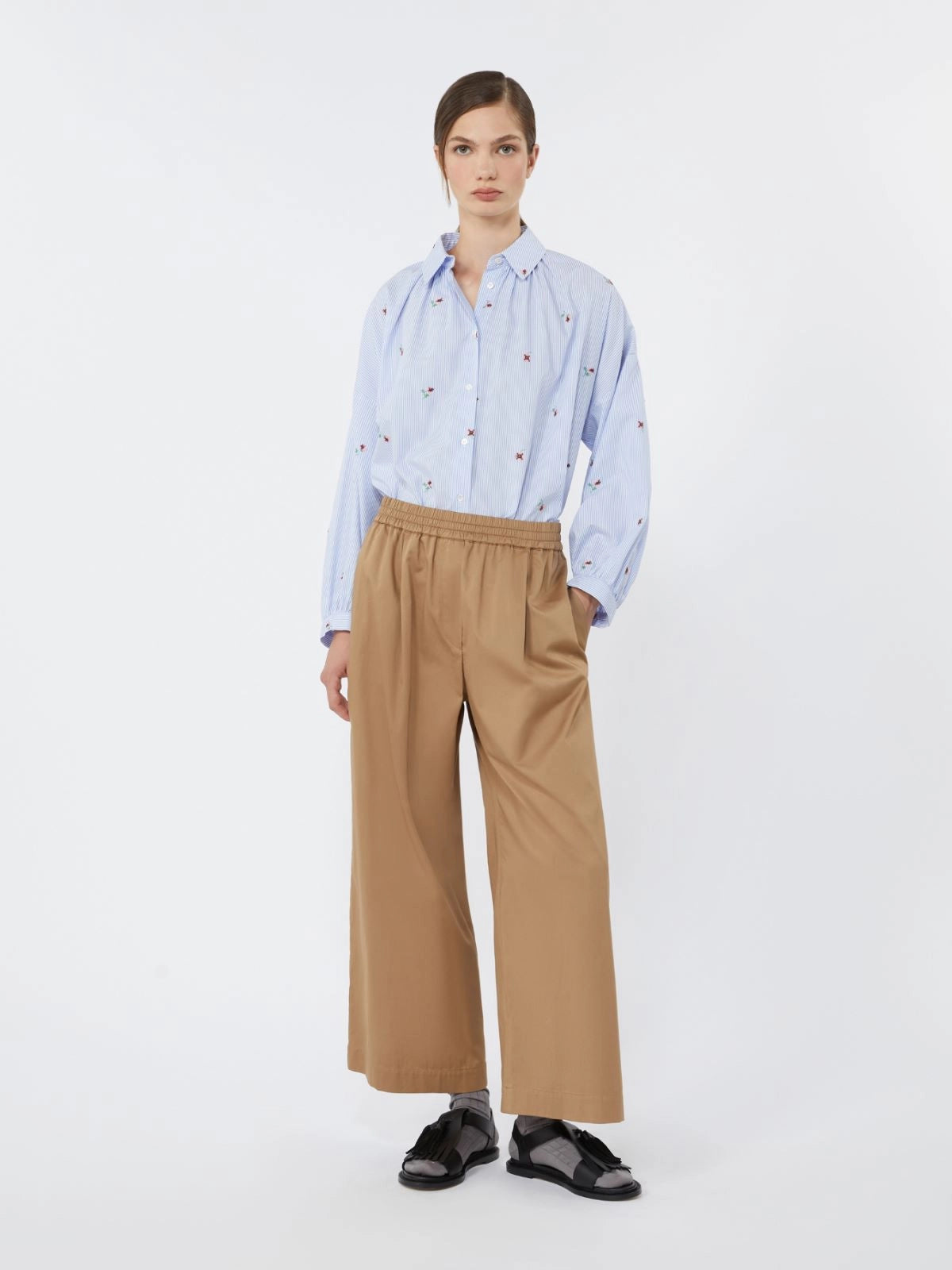WEEKEND MAX MARA CAMICIA BUTTERFLY RICAMI ROSE