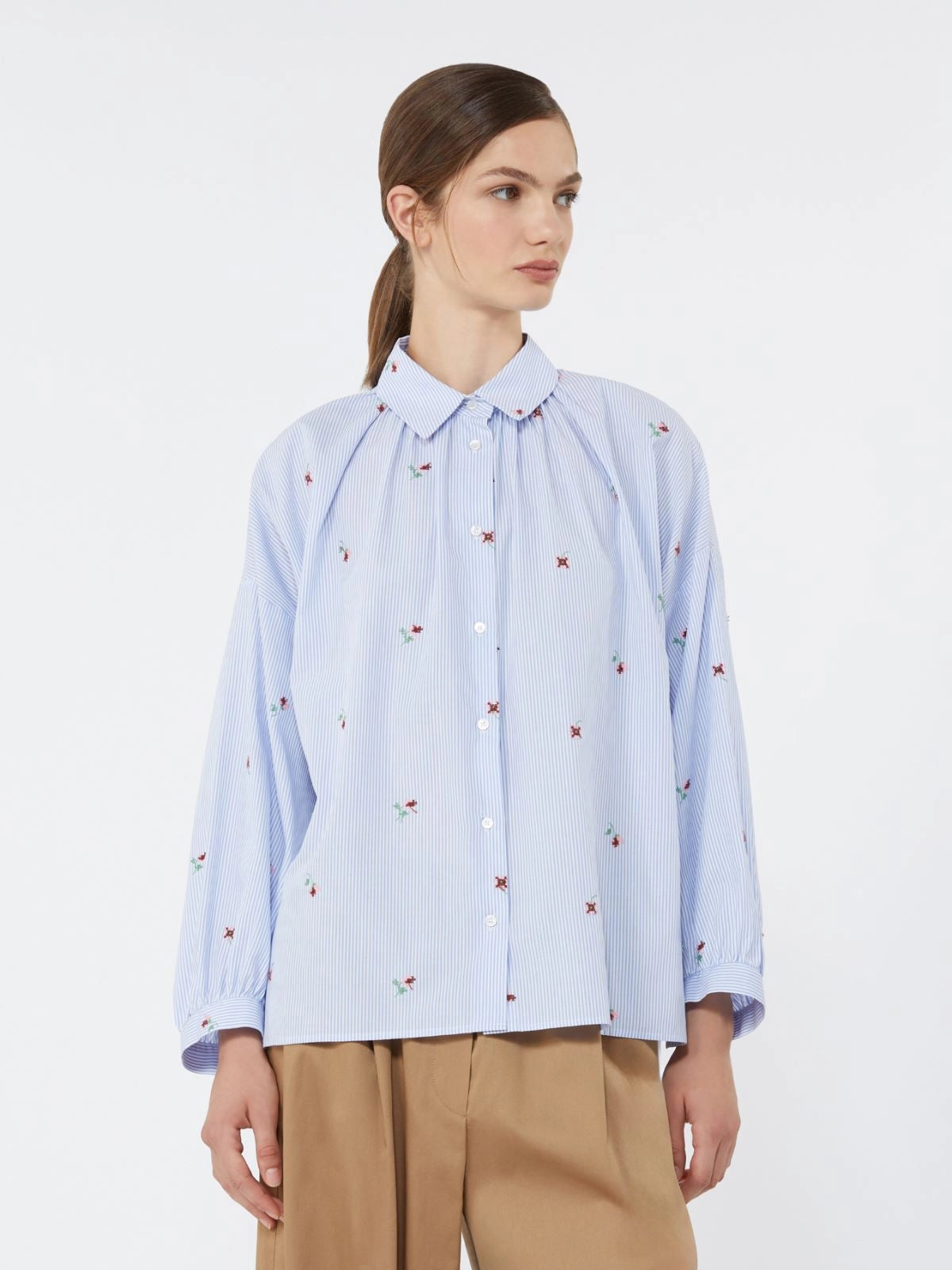 WEEKEND MAX MARA CAMICIA BUTTERFLY RICAMI ROSE