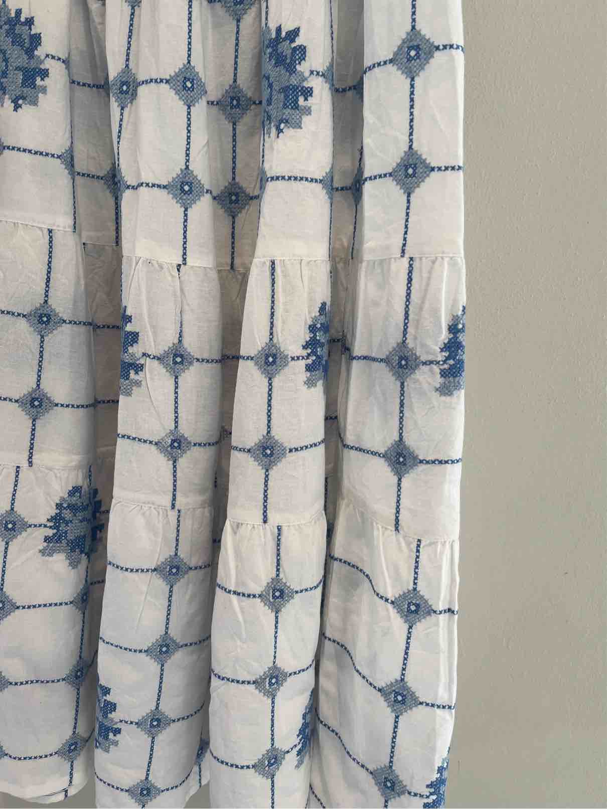 ORSINA GONNA BLUE ROSES BIANCO