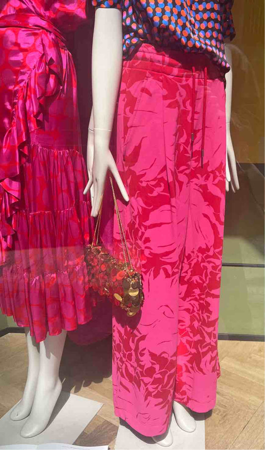 DRIES VAN NOTEN PANTALONI FIORI FUCHSIA