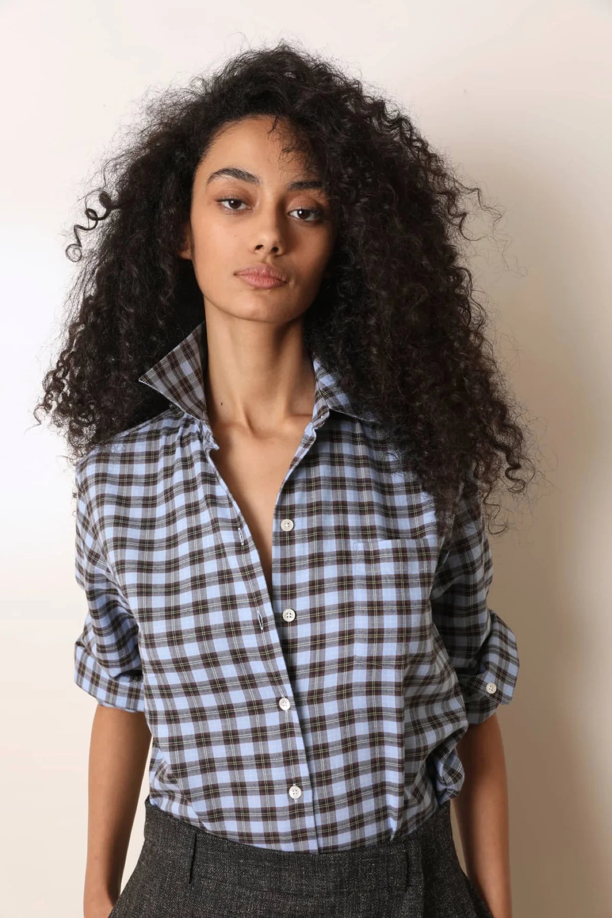 LAURENCE BRAS CAMICIA BABILLE BLUE CHECKS