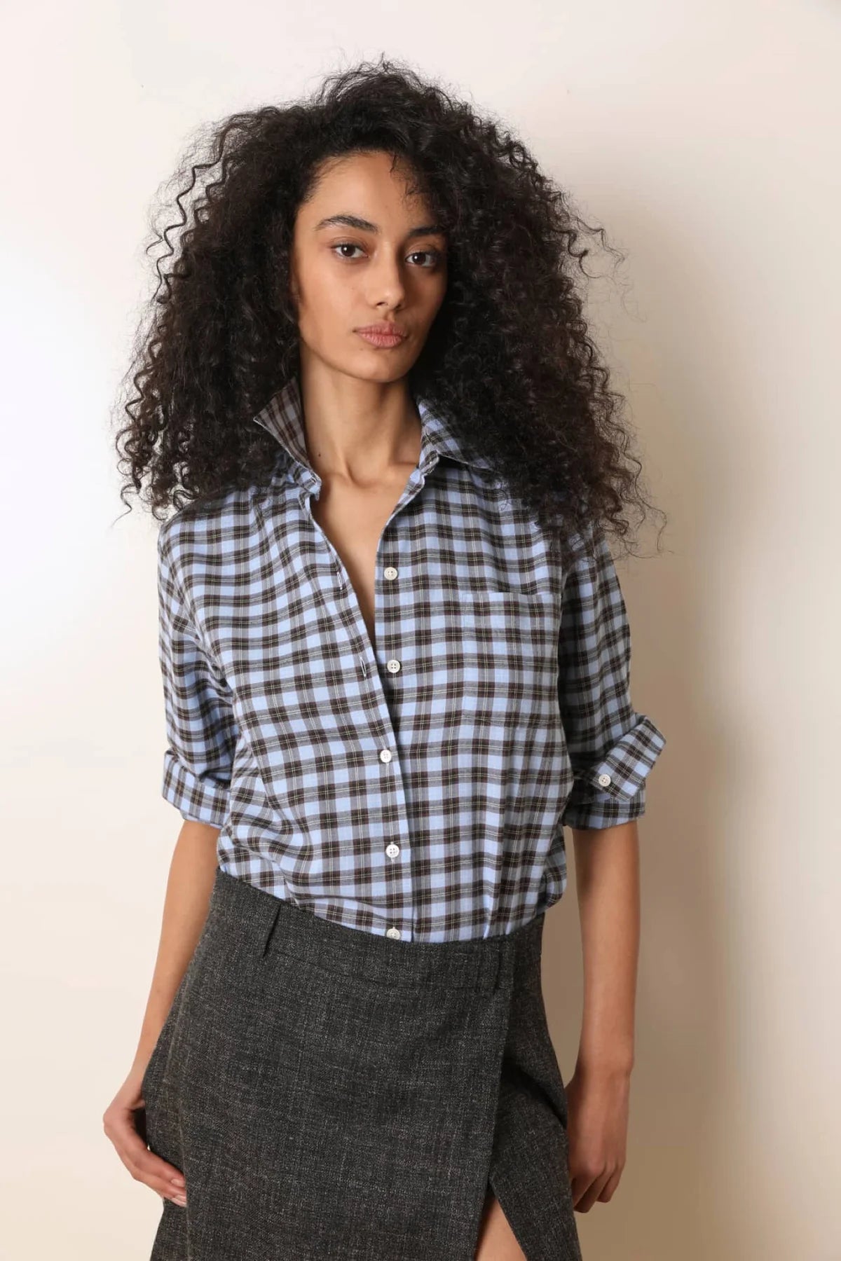 LAURENCE BRAS CAMICIA BABILLE BLUE CHECKS