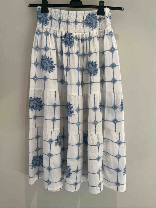 ORSINA GONNA BLUE ROSES BIANCO