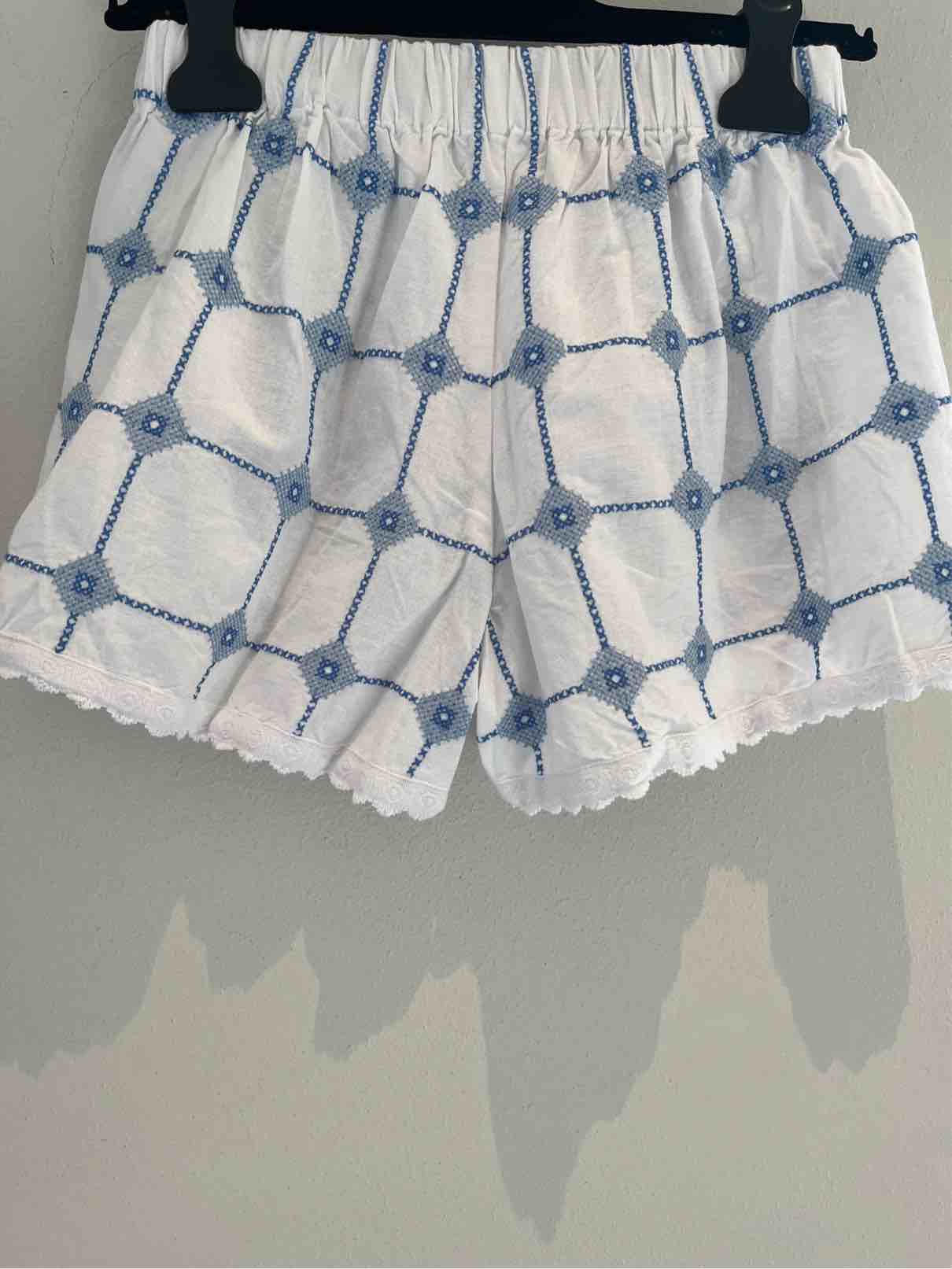 ORSINA SHORTS BLUE ROSES BIANCO FIORI AZZURRO