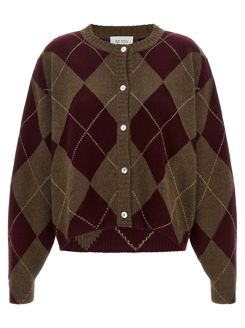 BE YOU CARDIGAN  ROMBI BORDEAUX BROWN