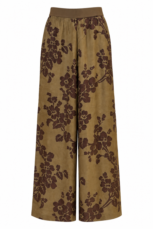 UMA WANG PANTALONE  FIORI MUSTARD RED
