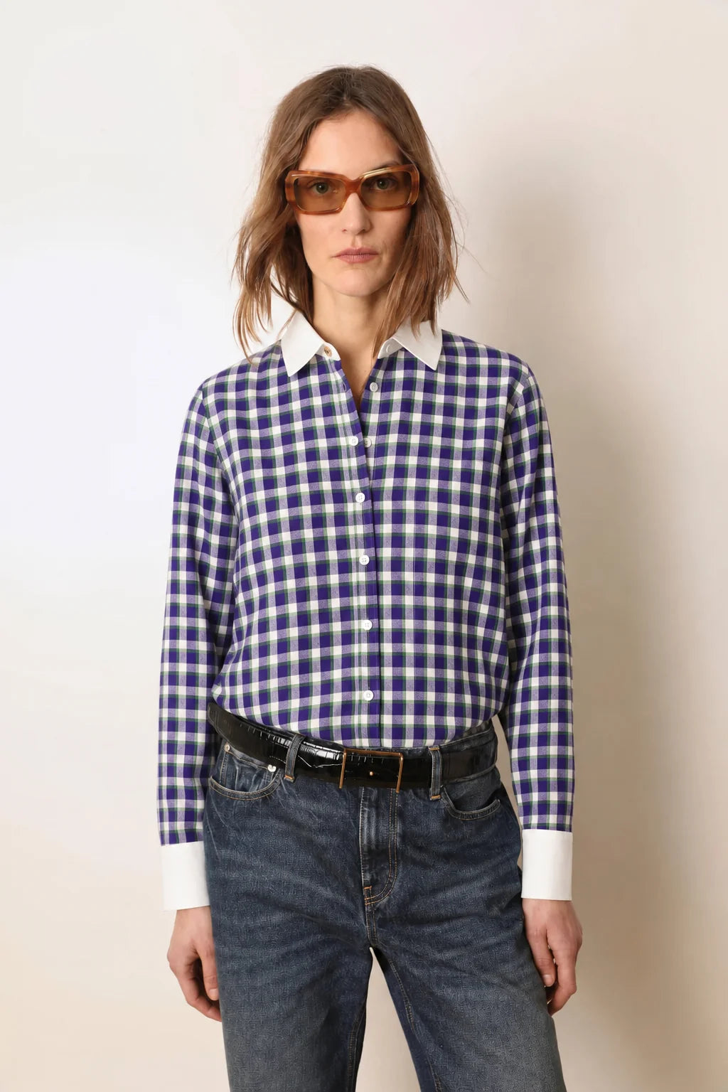 LAURENCE BRAS CAMICIA NEW ACOUSTIQUE  PURPLE CHECKS