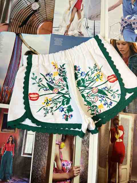 ORSINA SHORTS BORDO VERDE TULIPANO