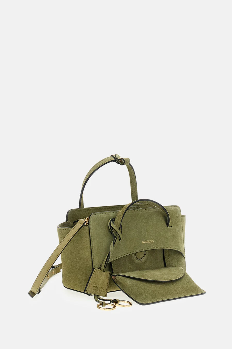 HIDESINS BORSA FLAP S SUEDE OLIVE