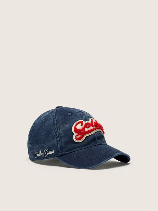 GOLDEN GOOSE CAPPELLO BASEBALL DENIM "LOGO ROSSO"
