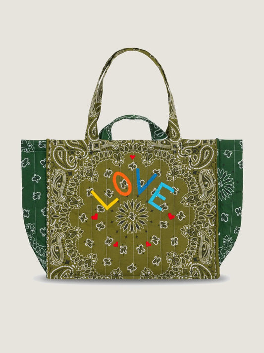 CALL IT BY YOUR NAME MAXI CABAS "LOVE" GREEN