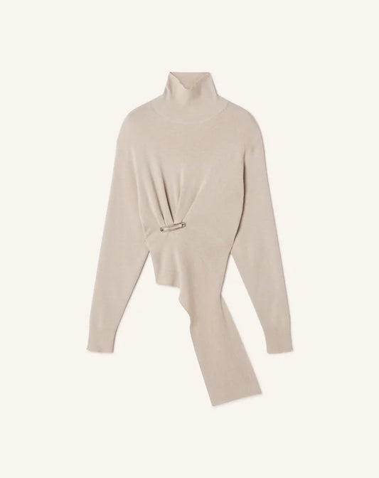 LANVIN MAGLIA ASIMMETRICA CREAM