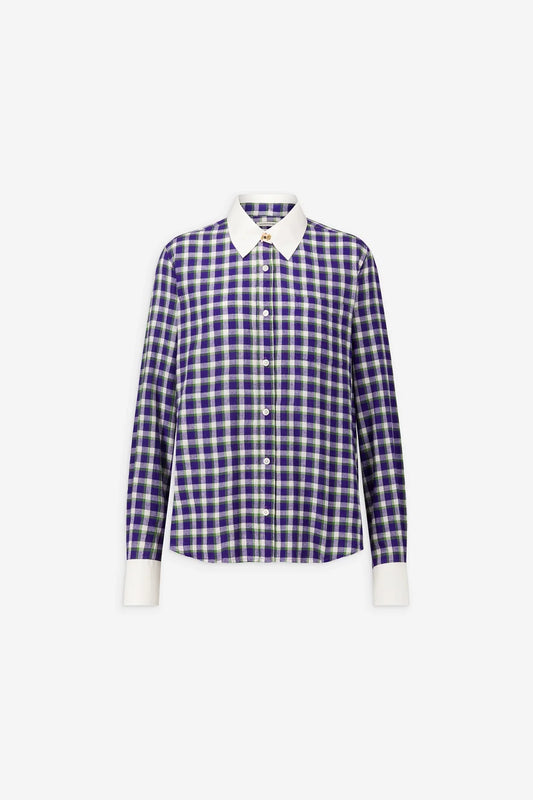 LAURENCE BRAS CAMICIA NEW ACOUSTIQUE  PURPLE CHECKS