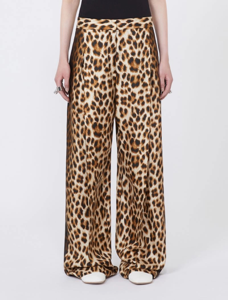 SPORTMAX PANTALONE OBLO ANIMALIER