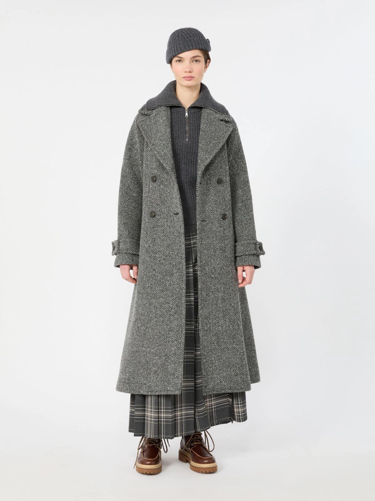 WEEKEND MAX MARA CAPPOTTO TEMA CHEVRON ANTRACITE
