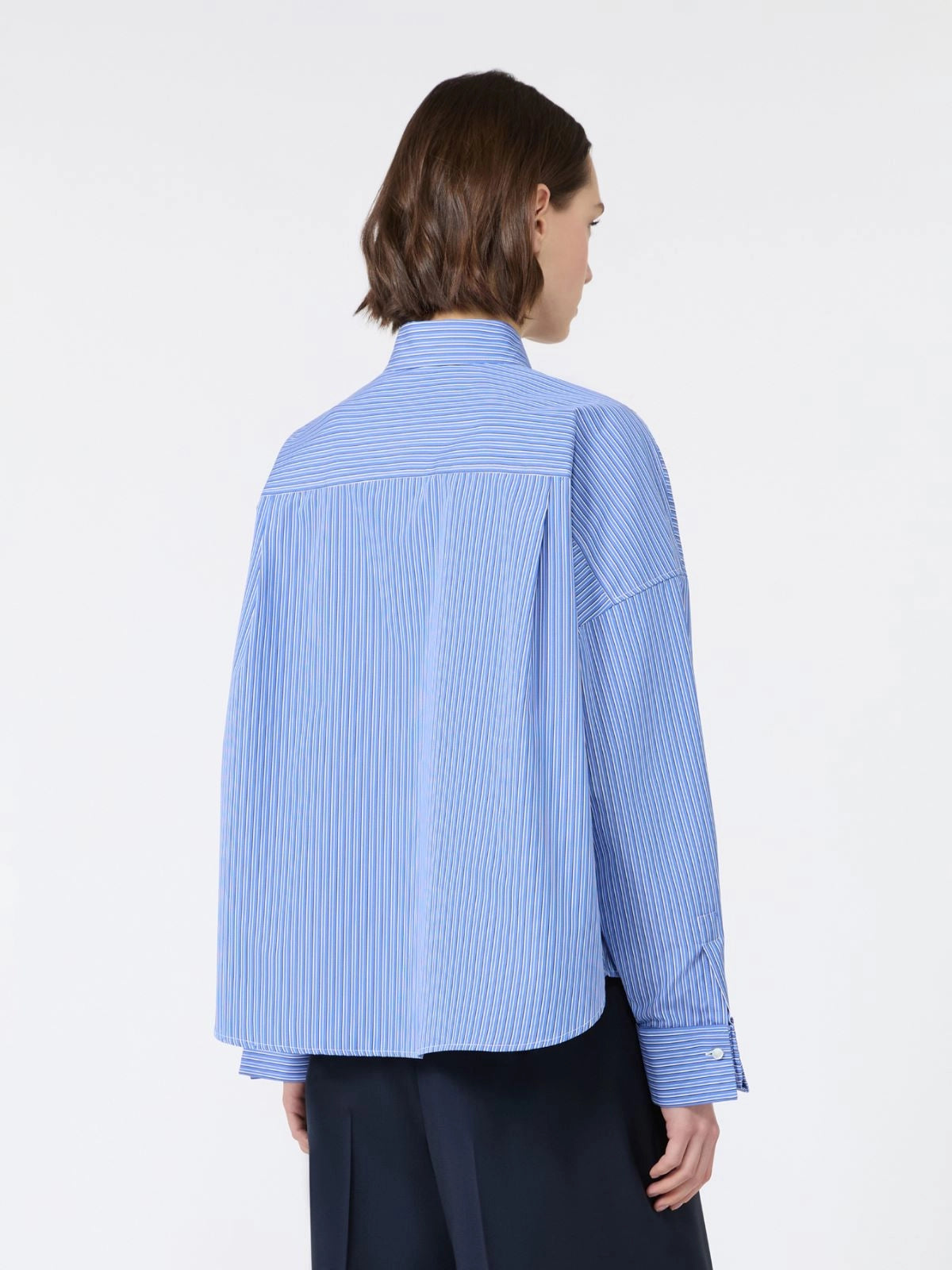 WEEKEND  MAX MARA CAMICIA OVATTA RIGA AZZURRA