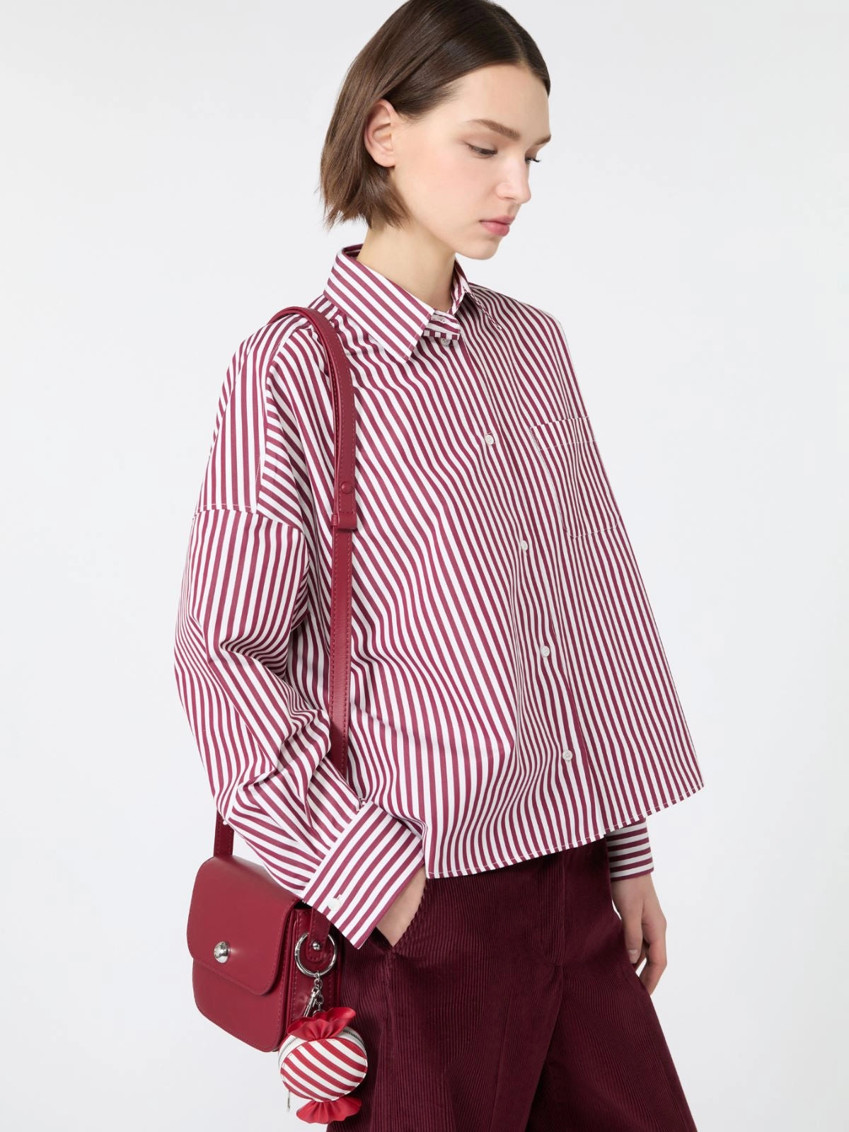 WEEKEND  MAX MARA CAMICIA OVATTA RIGA ROSSA