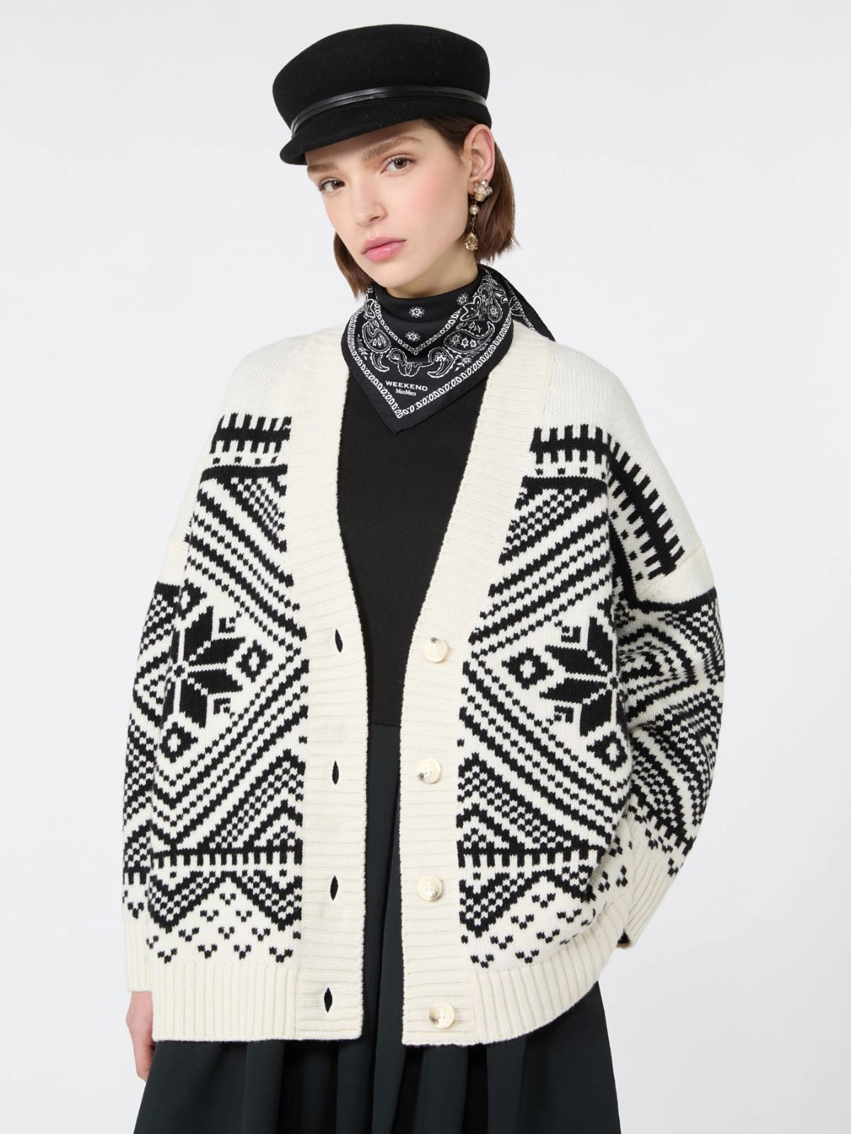 WEEKEND MAX MARA CARDIGAN BELGIO "GEOMETRICO"