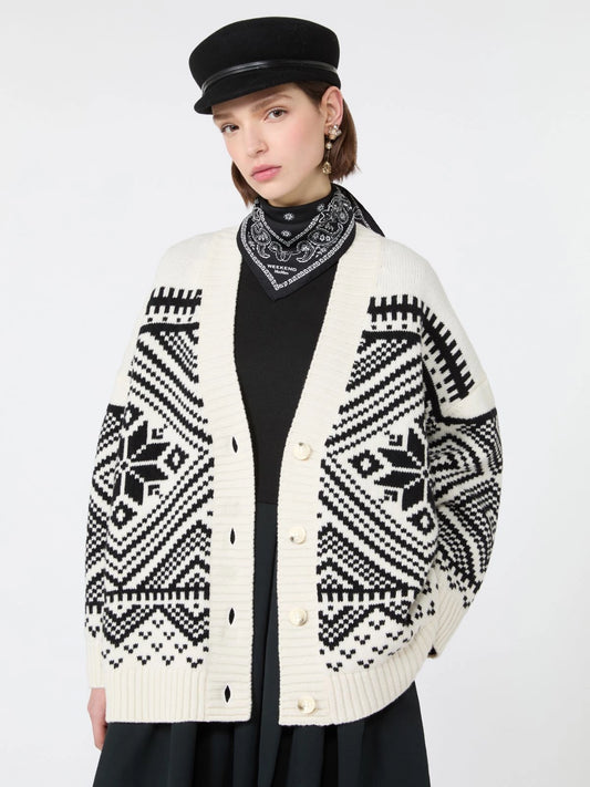 WEEKEND MAX MARA CARDIGAN BELGIO "GEOMETRICO"