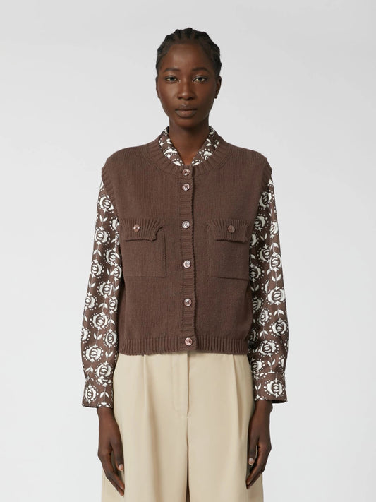 WEEKEND MAX MARA GILET CAPRARA CIOCCOLATO