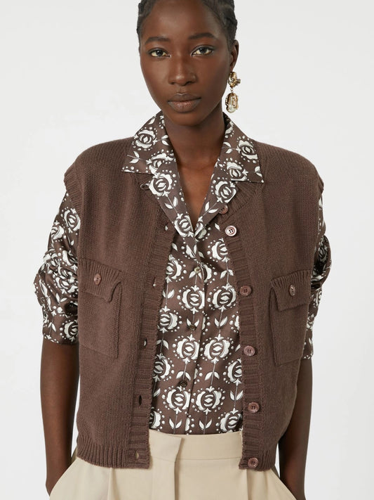 WEEKEND MAX MARA GILET CAPRARA CIOCCOLATO