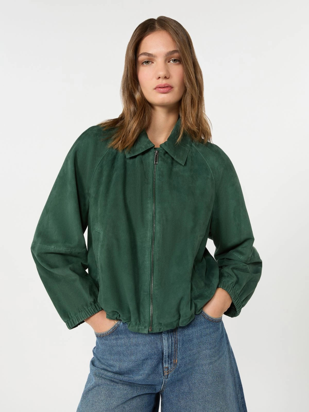 WEEKEND MAX MARA GIUBBINO ZUPPA  SUEDE VERDE