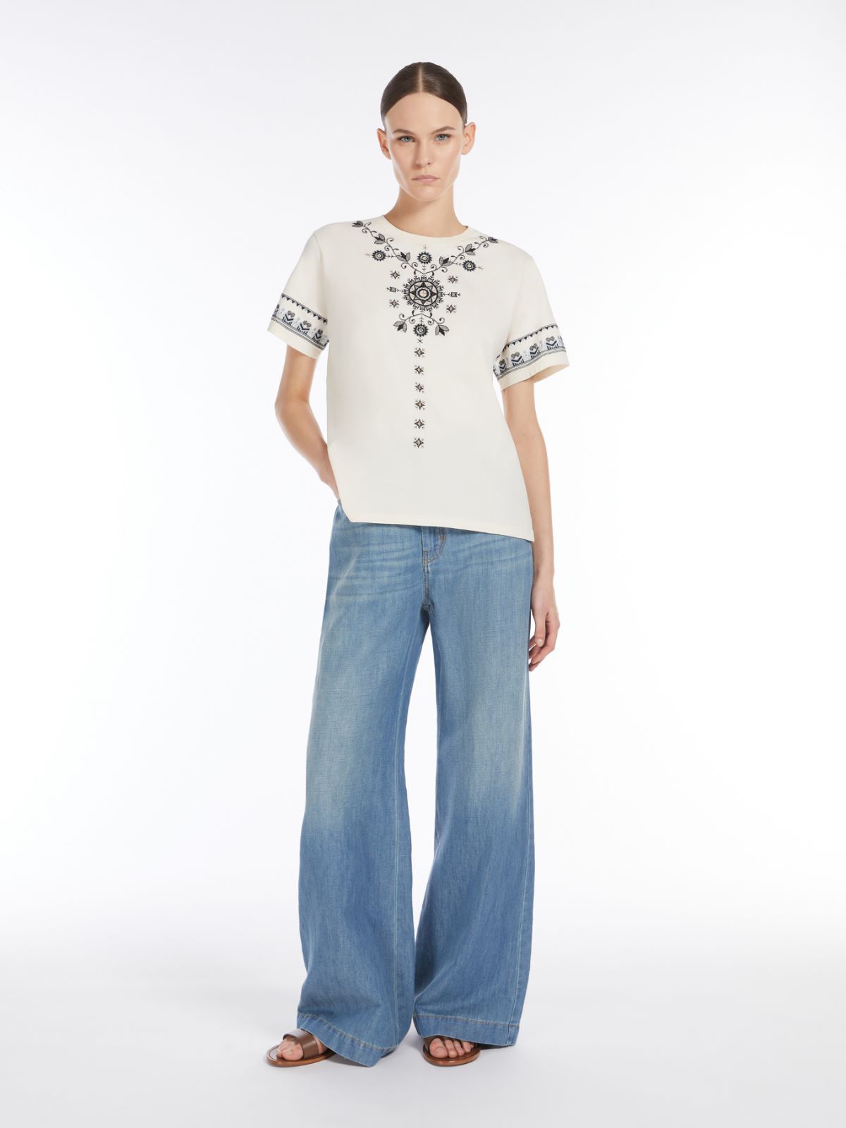 WEEKEND MAX MARA T-SHIRT OLGA RICAMO BLU
