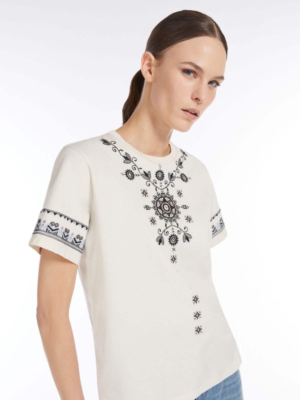 WEEKEND MAX MARA T-SHIRT OLGA RICAMO BLU