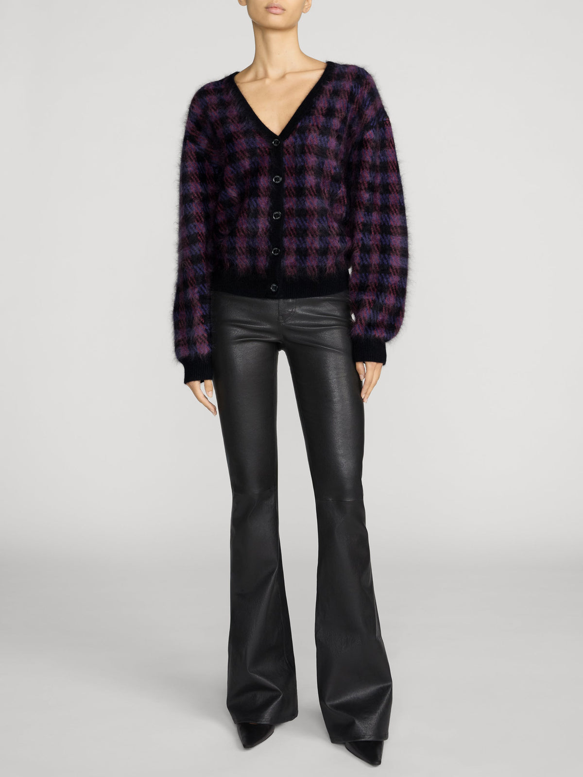 FRAME CARDIGAN CHESTNUT PLAID