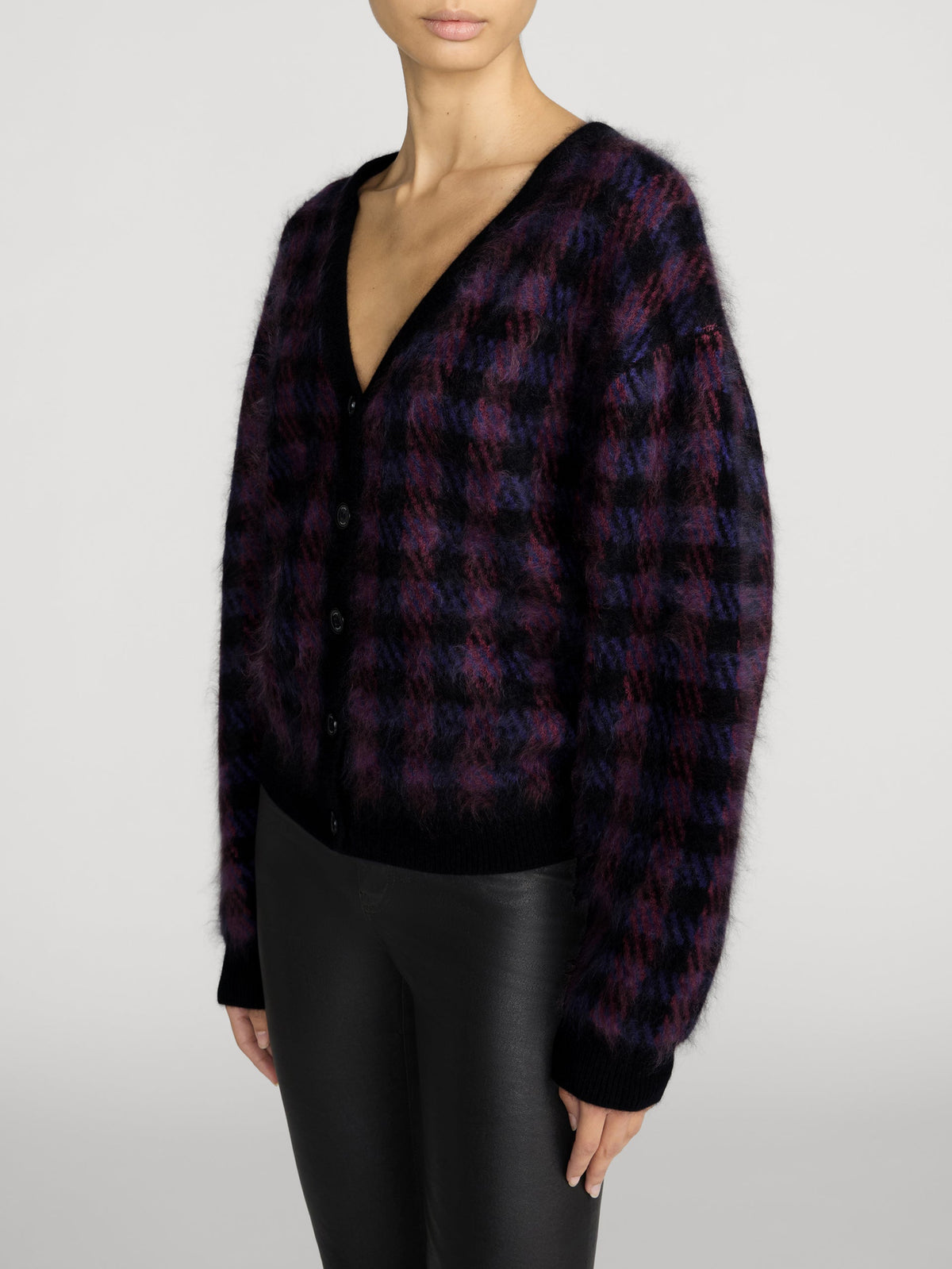 FRAME CARDIGAN CHESTNUT PLAID
