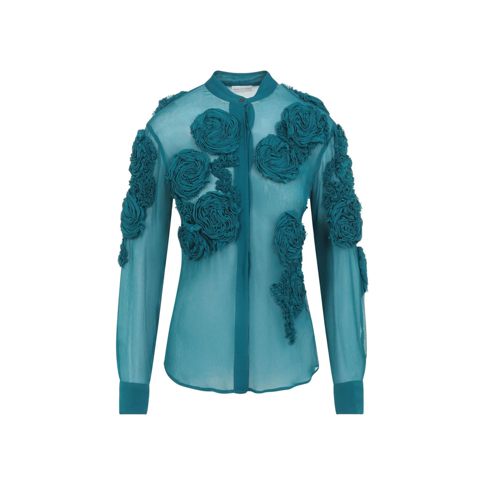DRIES VAN NOTEN CAMICIA CHOWSA PETROL