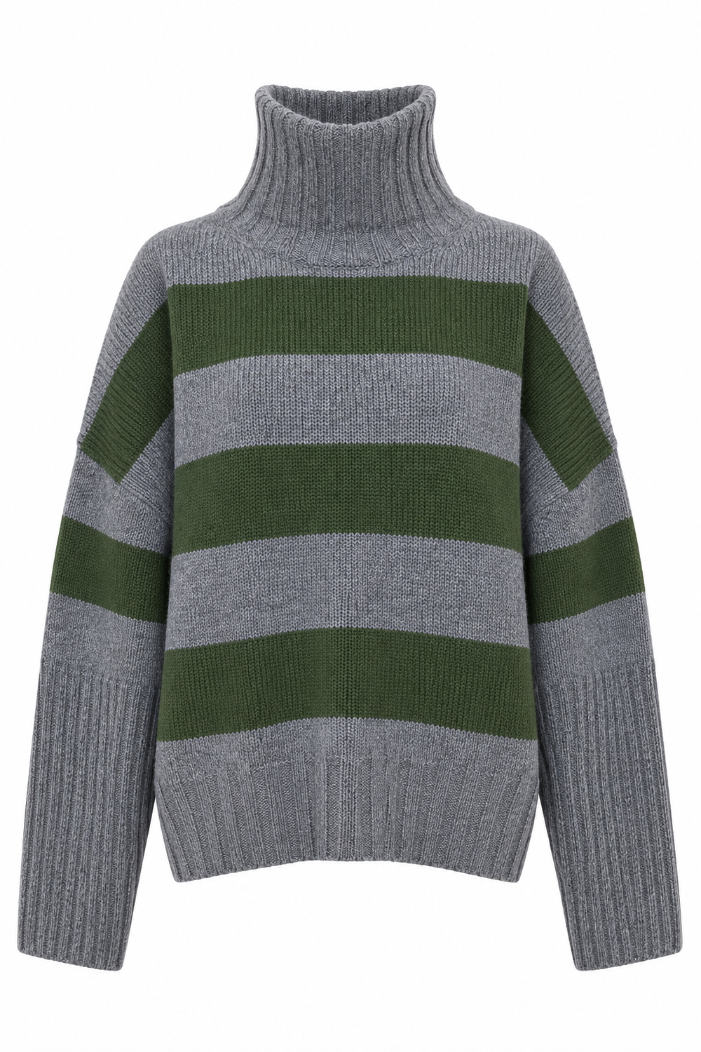 BE YOU MAGLIONE GRIGIO RIGHE VERDI