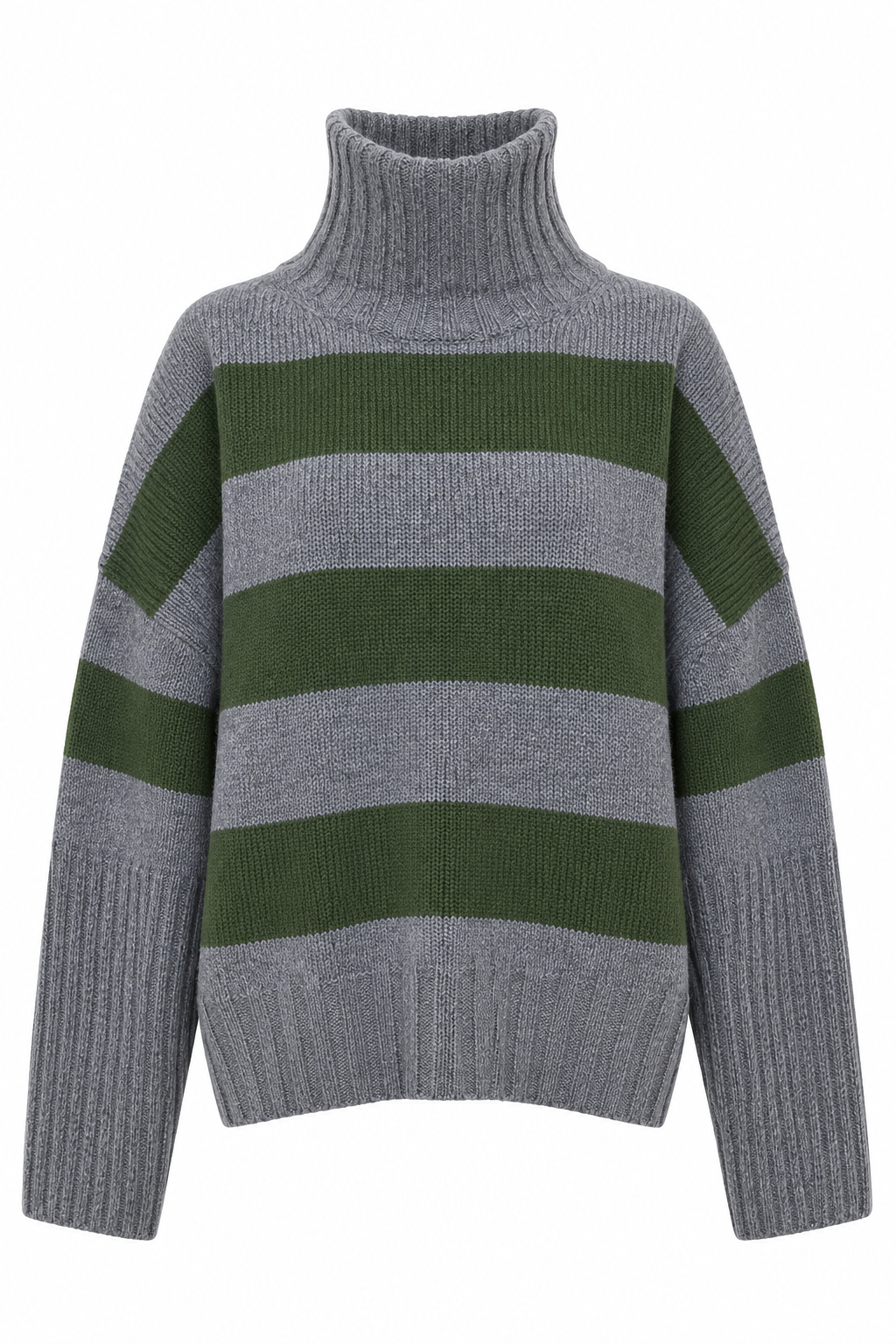 BE YOU MAGLIONE GRIGIO RIGHE VERDI