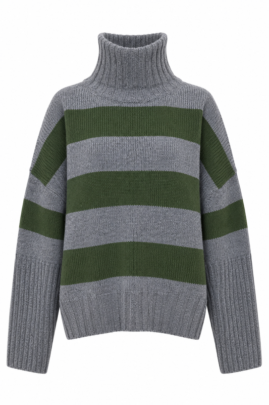 BE YOU MAGLIONE GRIGIO RIGHE VERDI