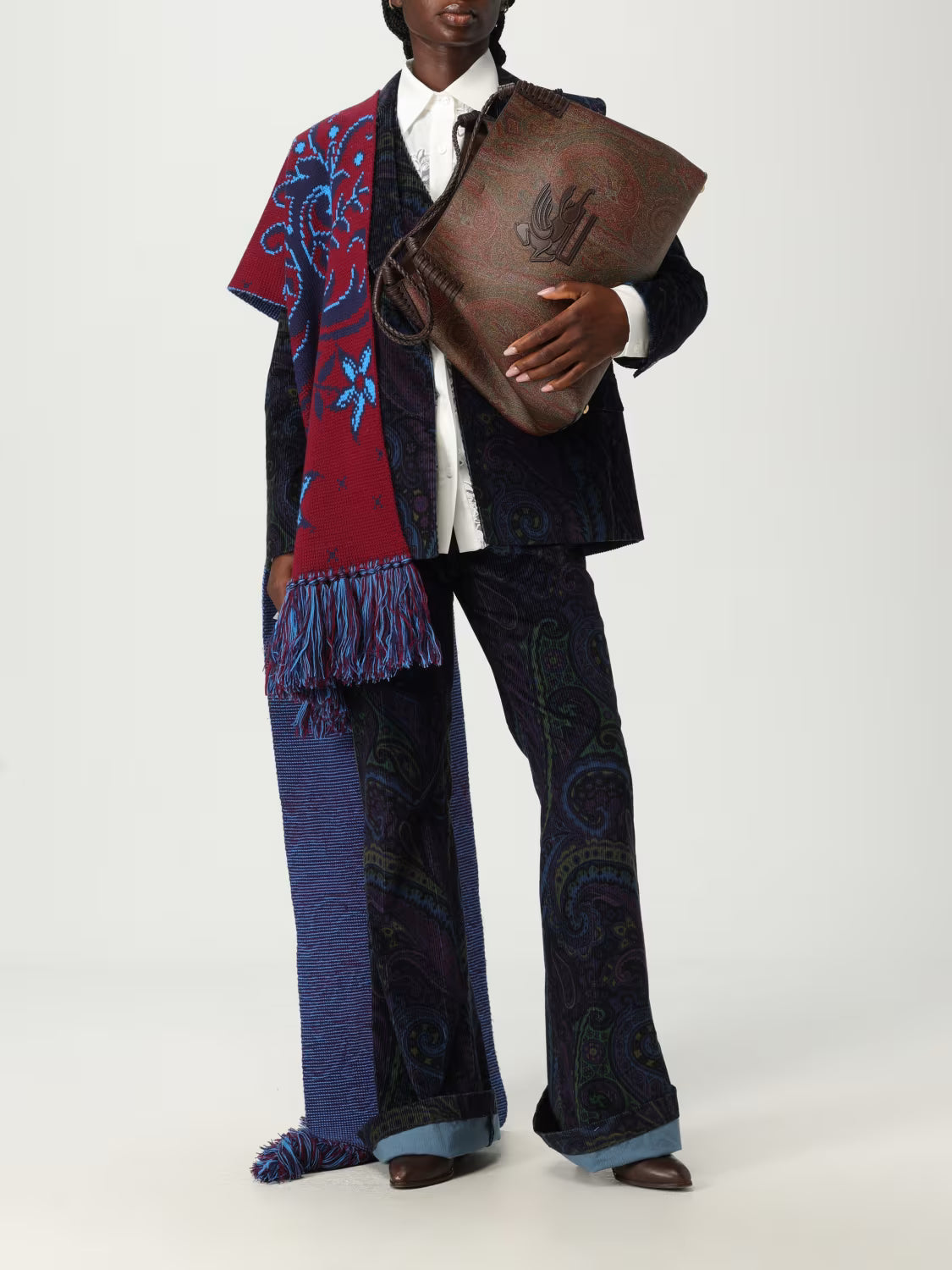 ETRO PANTALONE VELLUTO STAMPA PAISLEY