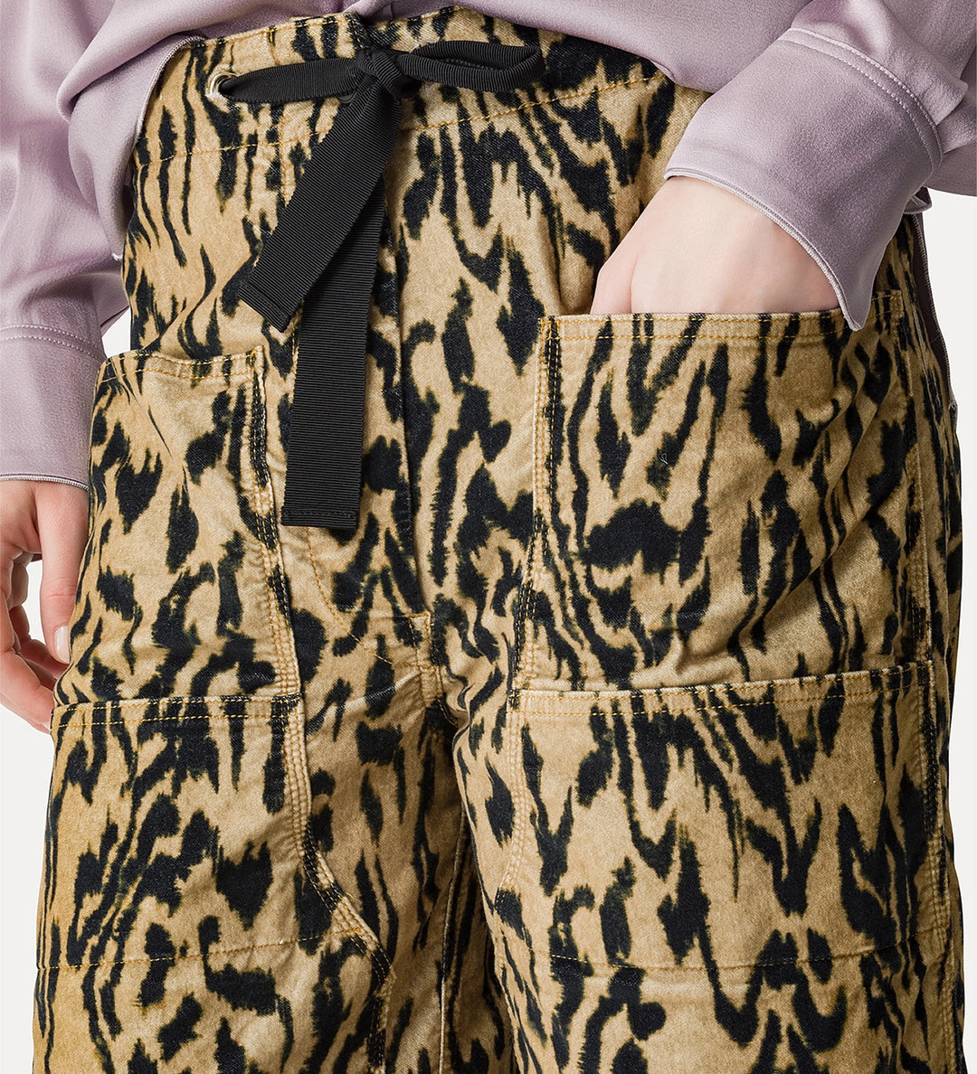 FORTE FORTE PANTALONE CARGO ANIMALIER