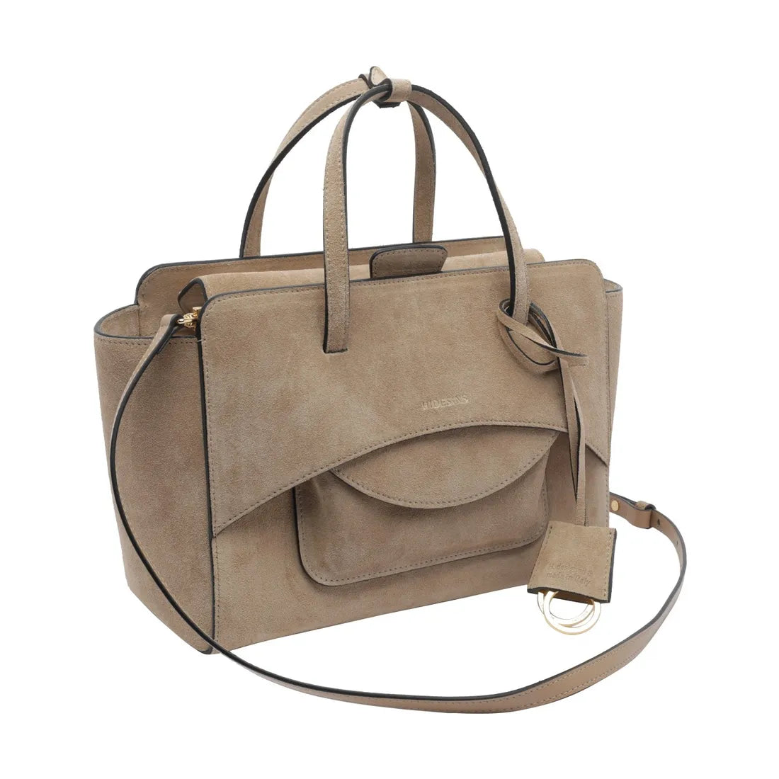 HIDESINS BORSA FLAP M SUEDE CAMEL