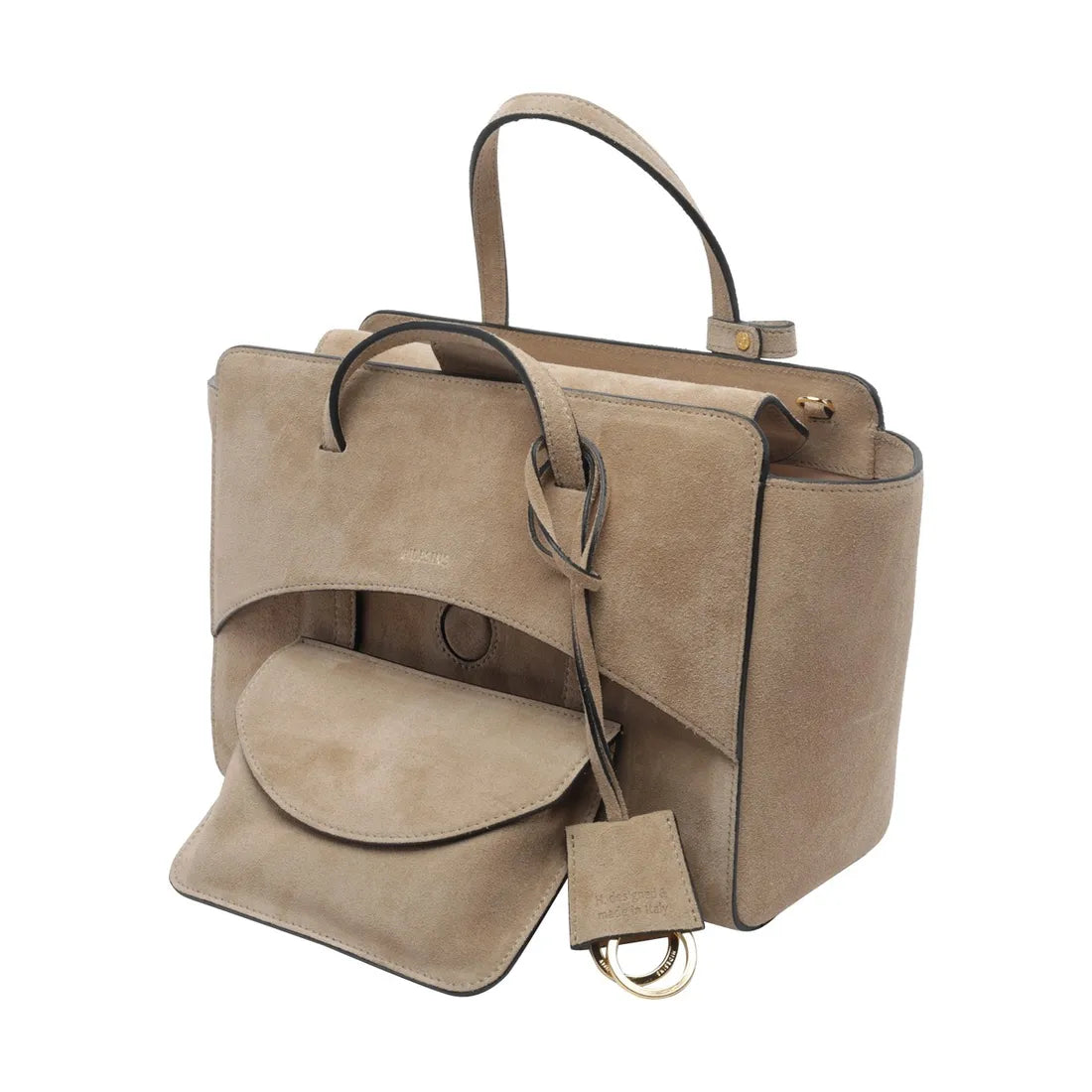 HIDESINS BORSA FLAP M SUEDE CAMEL