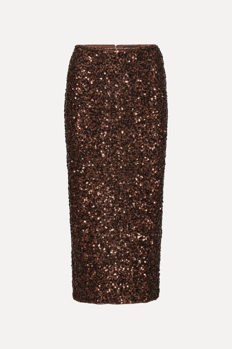 ROTATE GONNA PAILLETTES DARK BROWN