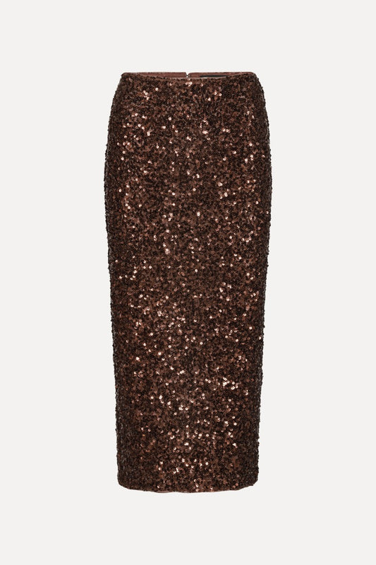 ROTATE GONNA PAILLETTES DARK BROWN